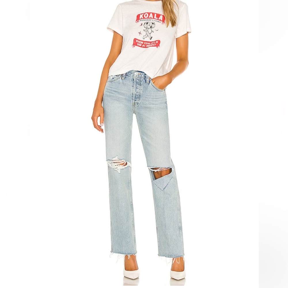 RE/DONE Originals 90s High Rise Loose in Breezy Indigo With Rips. Women’s 32